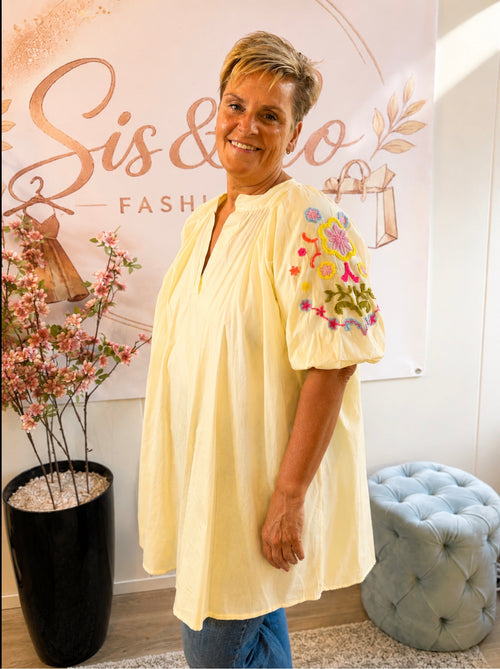 🌸 Jurk/tuniek met Geborduurde Bloemenmouwen 🌸