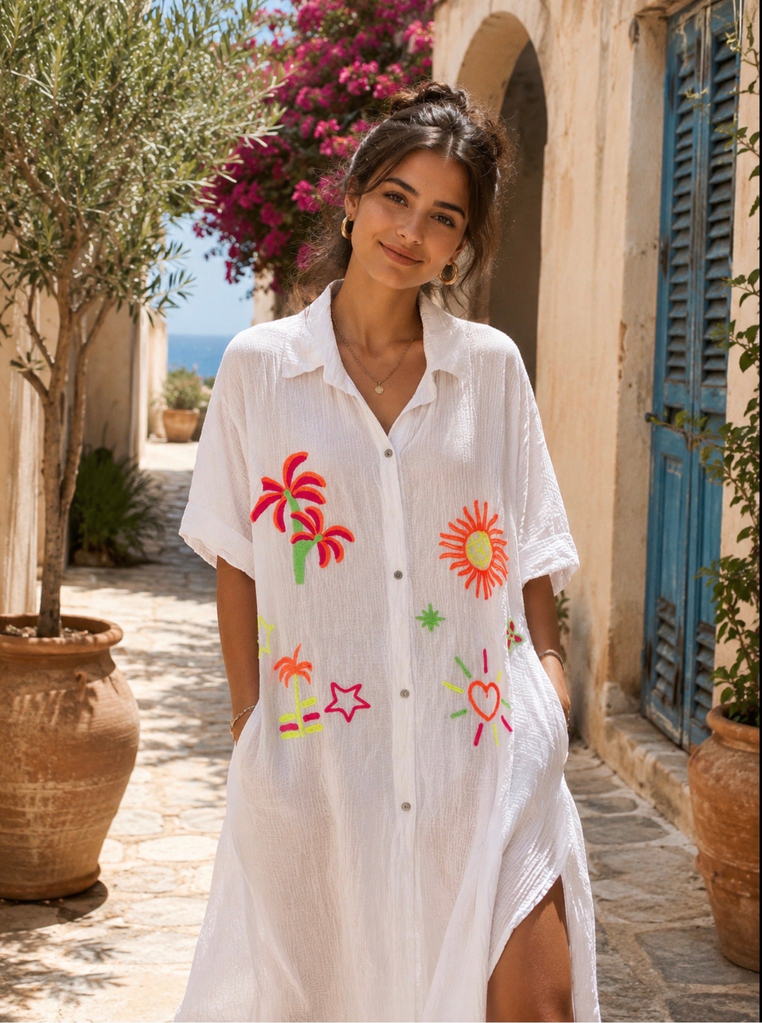 Zomerse katoenen blousejurk