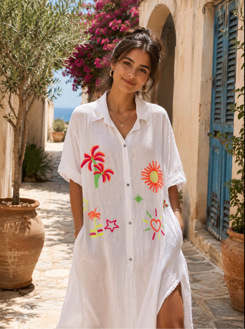 Zomerse katoenen blousejurk