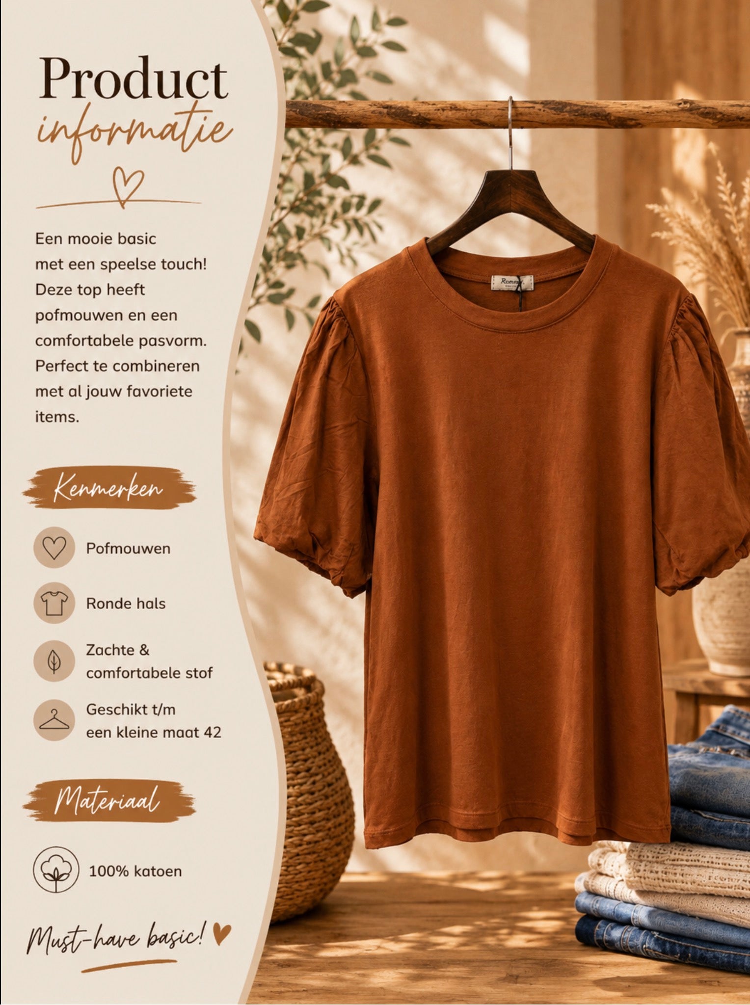 Bruine basic met pofmouw