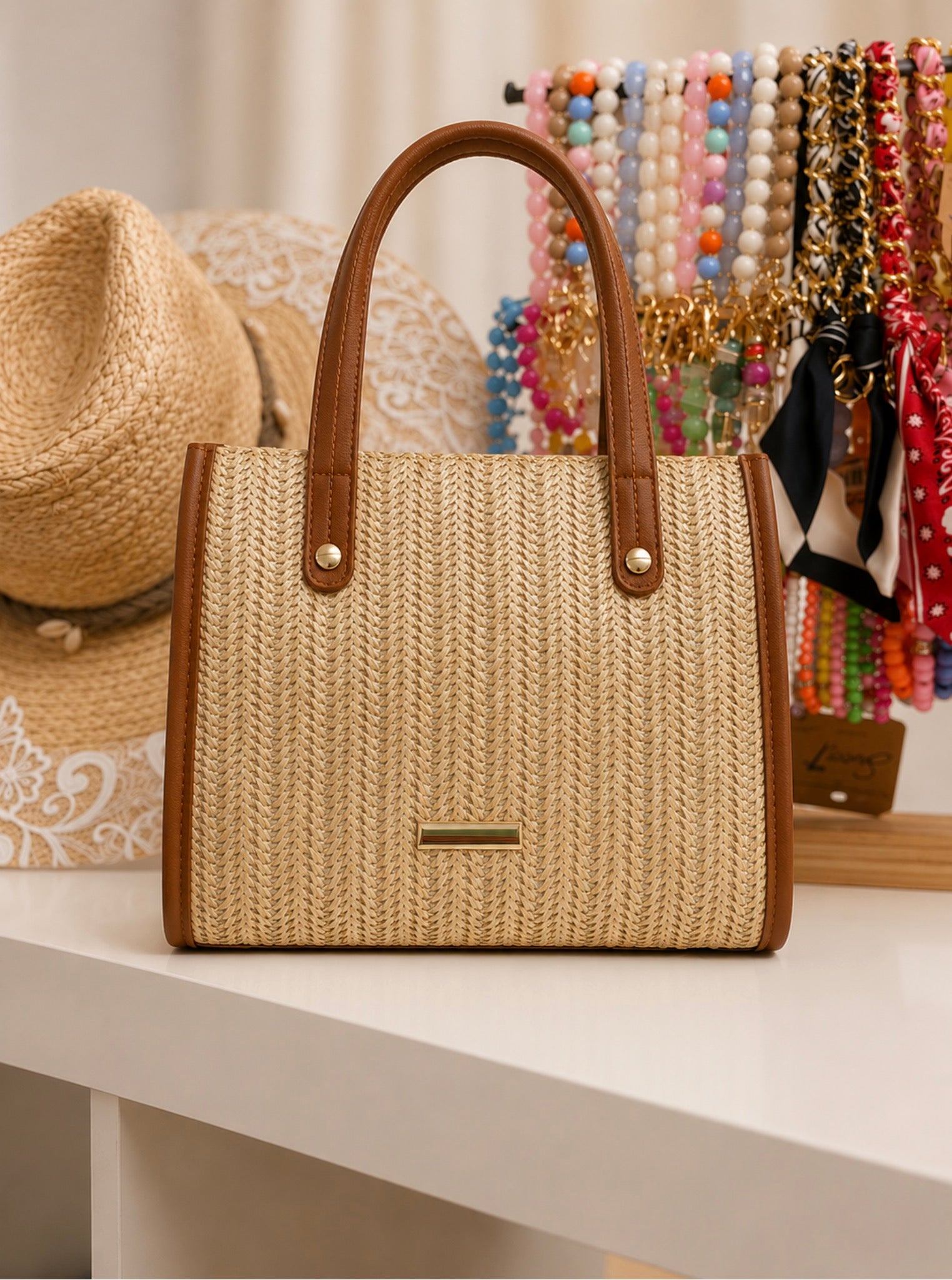 Stijlvolle Handtas Raffia Look