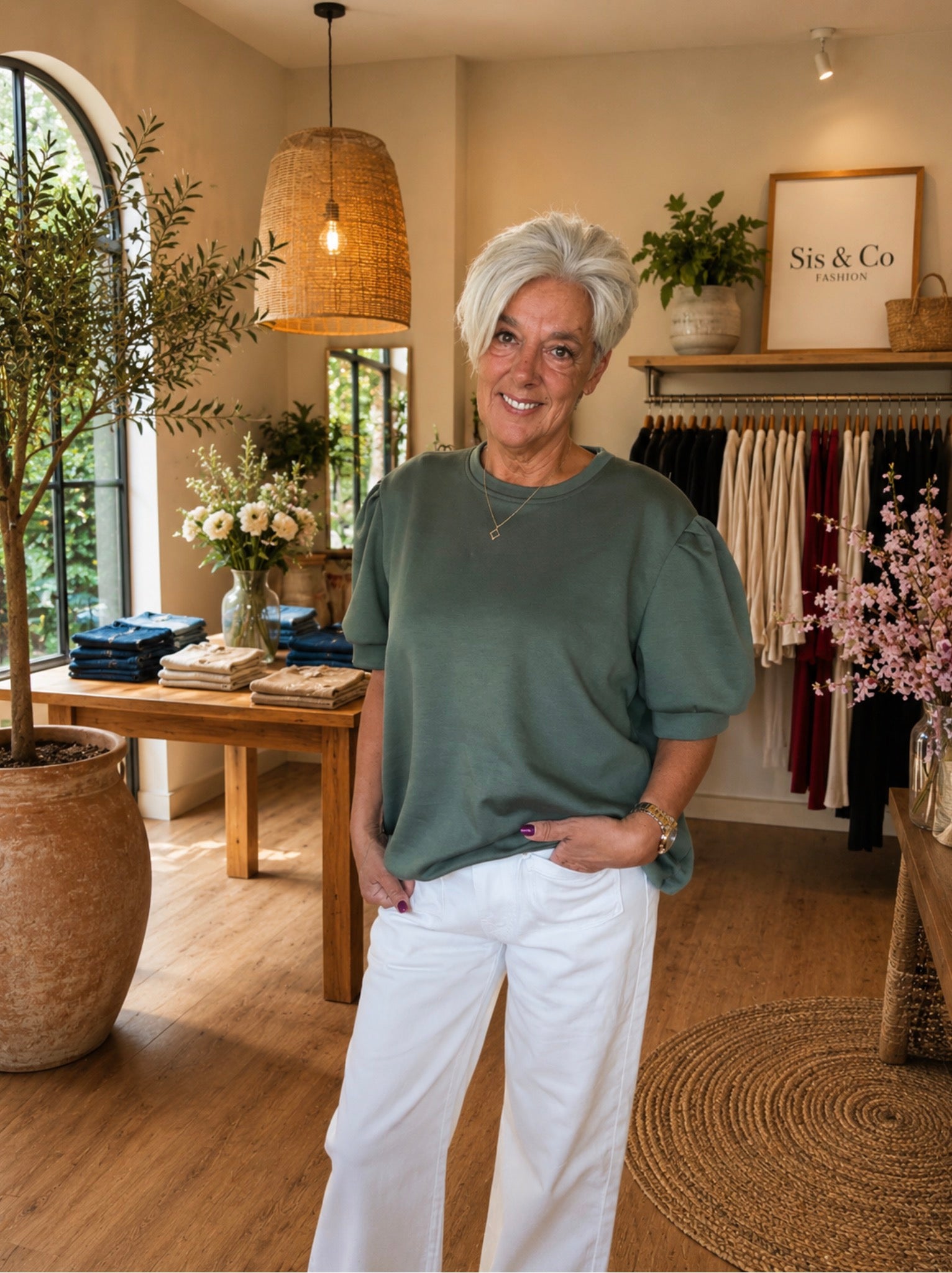 Top met Pofmouwen – Groen