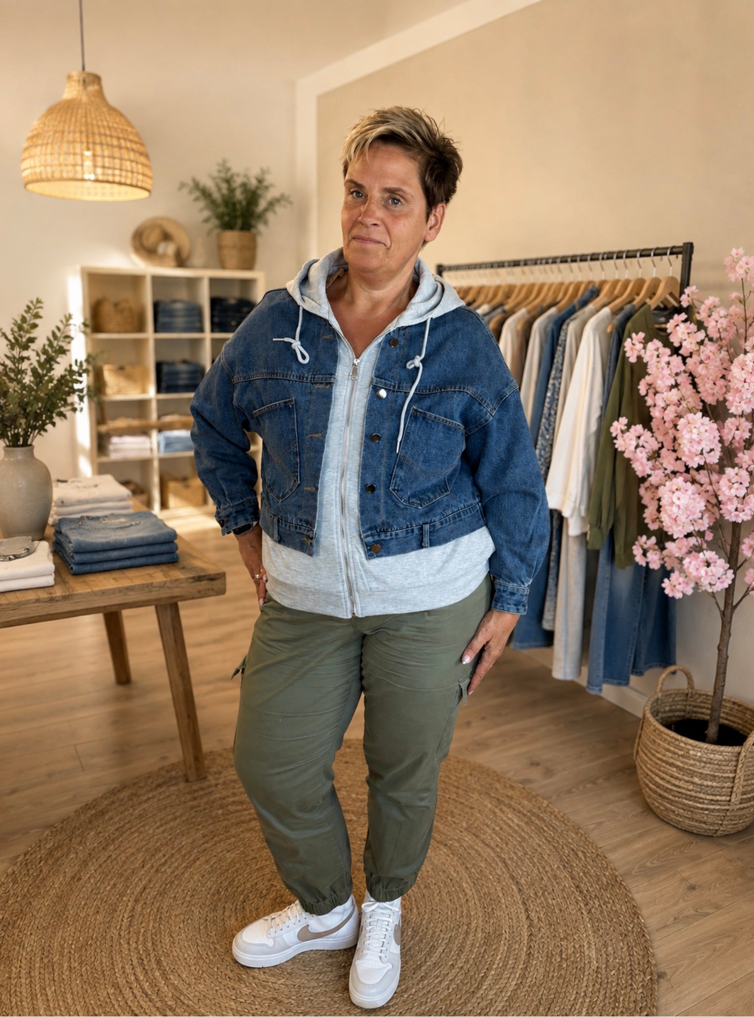 Denim Jacket met Hoodie