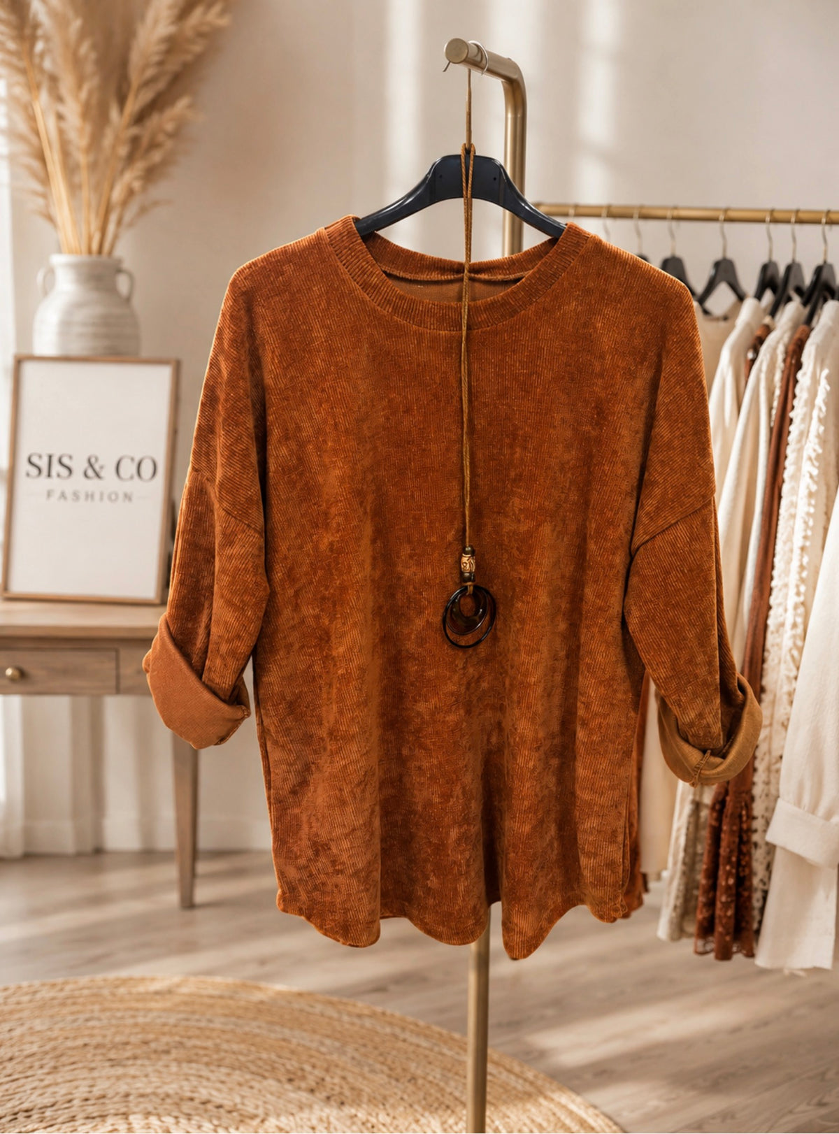 Rib top met ketting