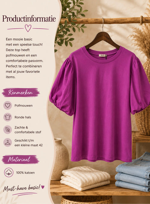 Magenta basic met pofmouw