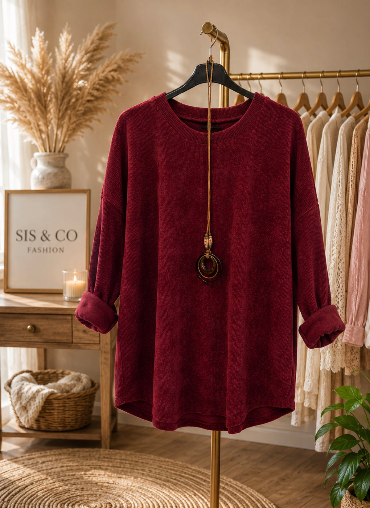 Rib top met ketting
