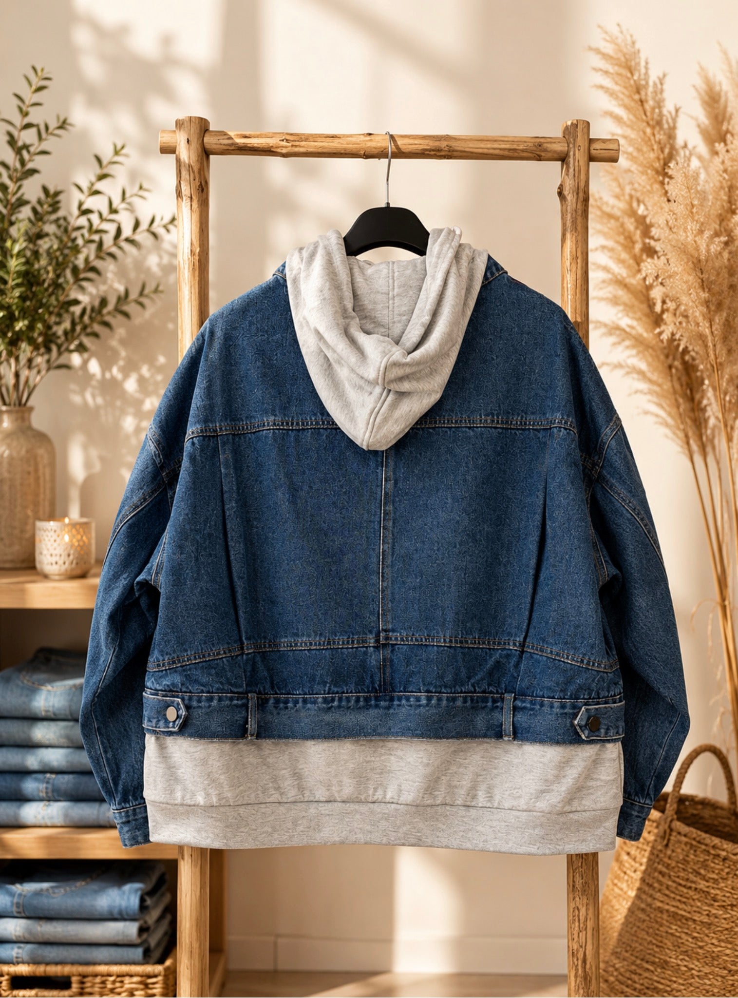 Denim Jacket met Hoodie