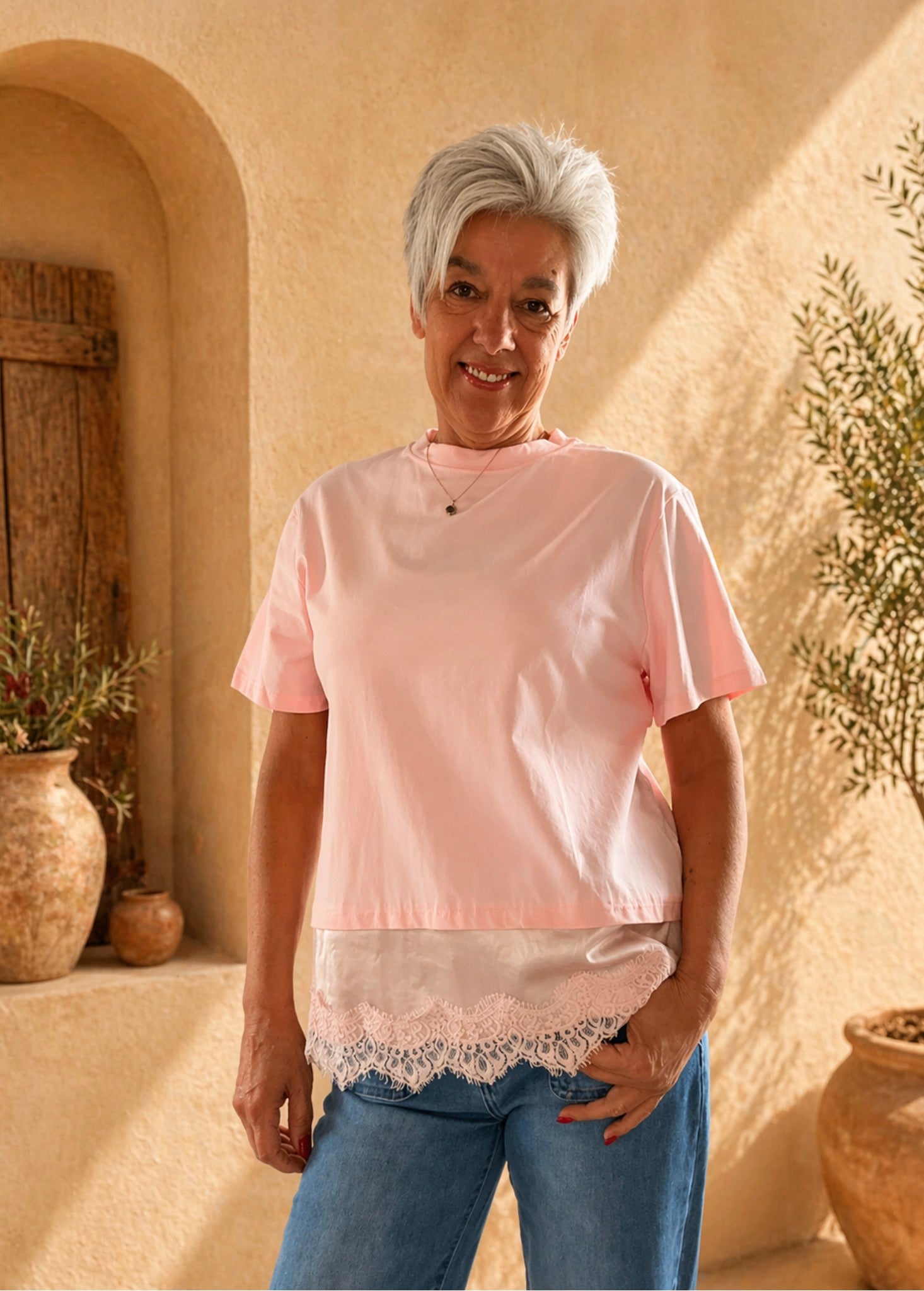 T-shirt satin kant