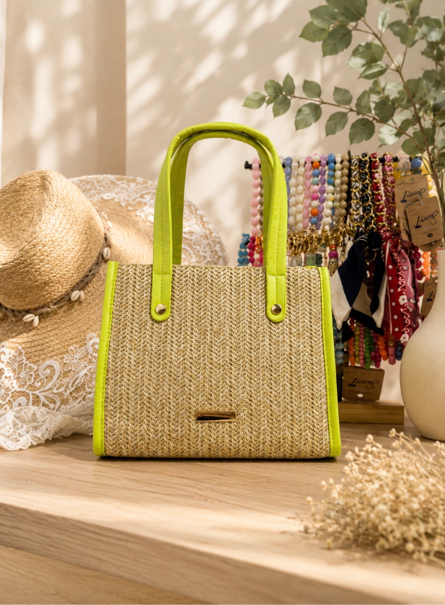 Stijlvolle Handtas Raffia Look