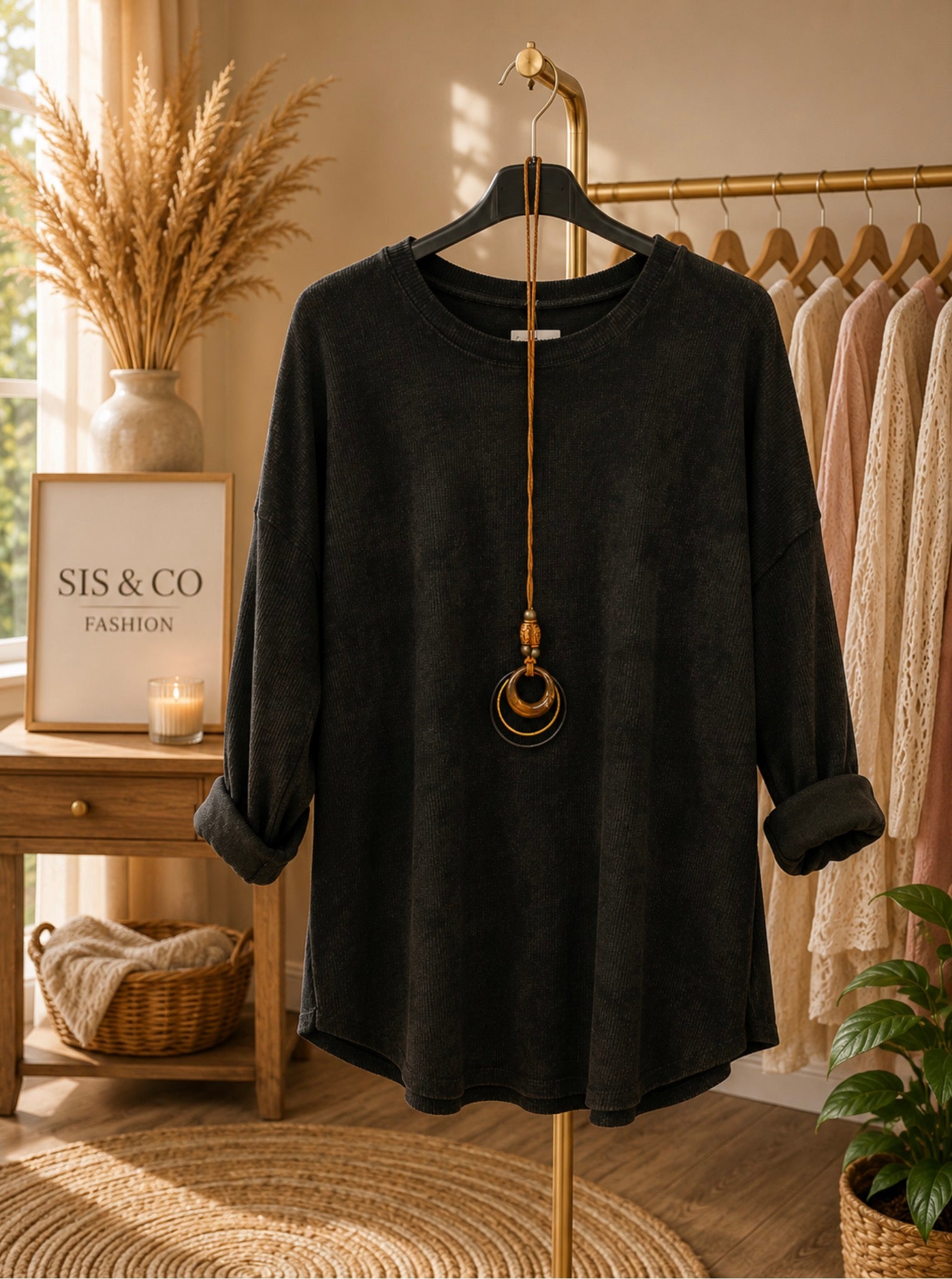 Rib knit met ketting