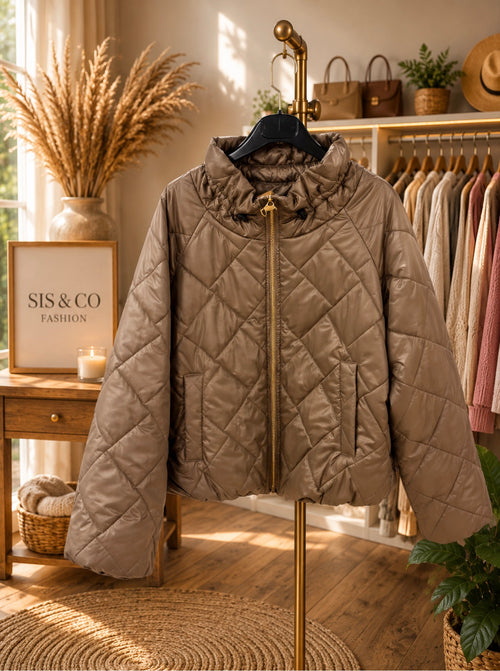 Quilted Puffer Jacket – Brons