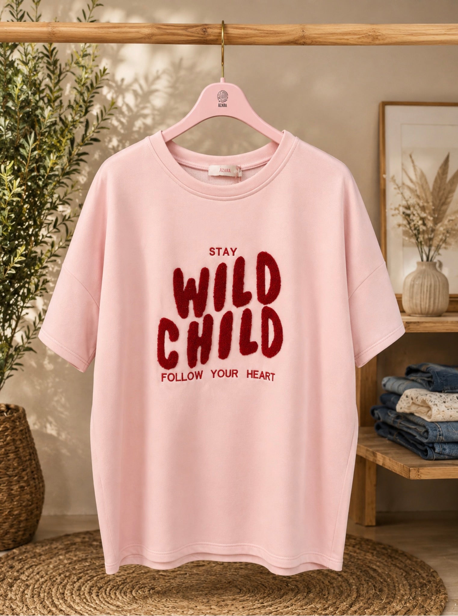 Stay Wild Child Tee – roze