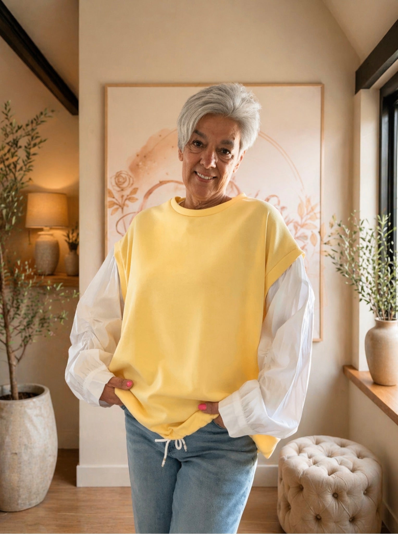 Blouse met sweater look
