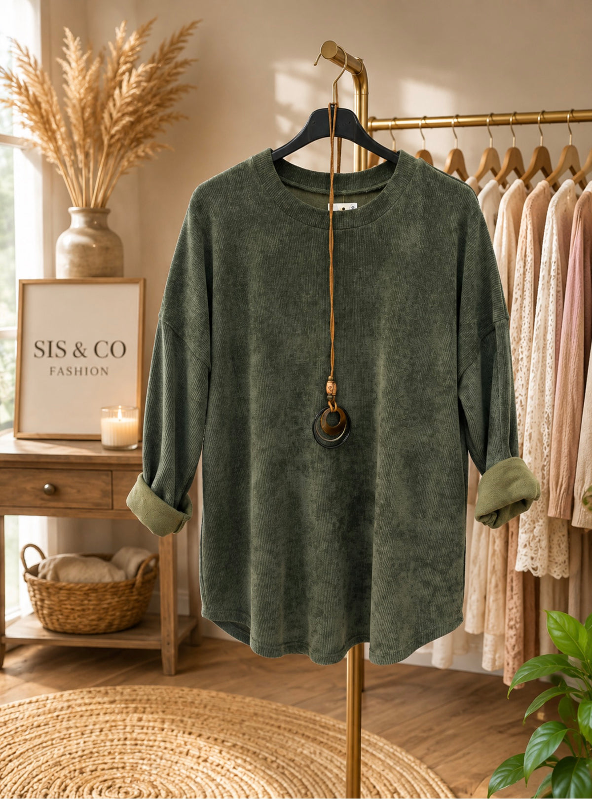 Rib top met ketting
