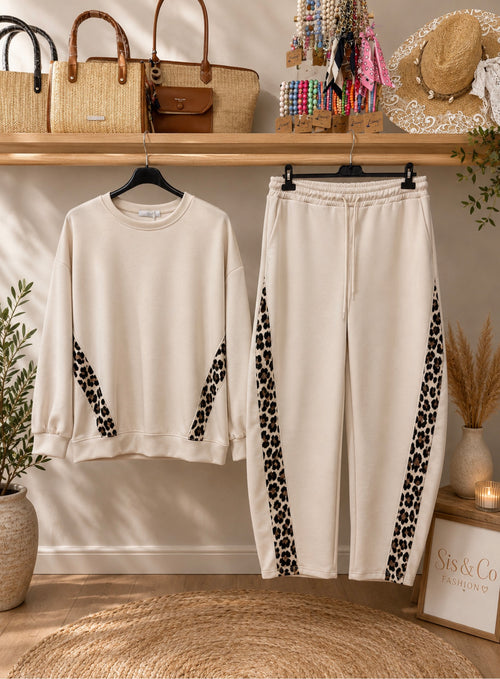 Trendy leopard set Crème