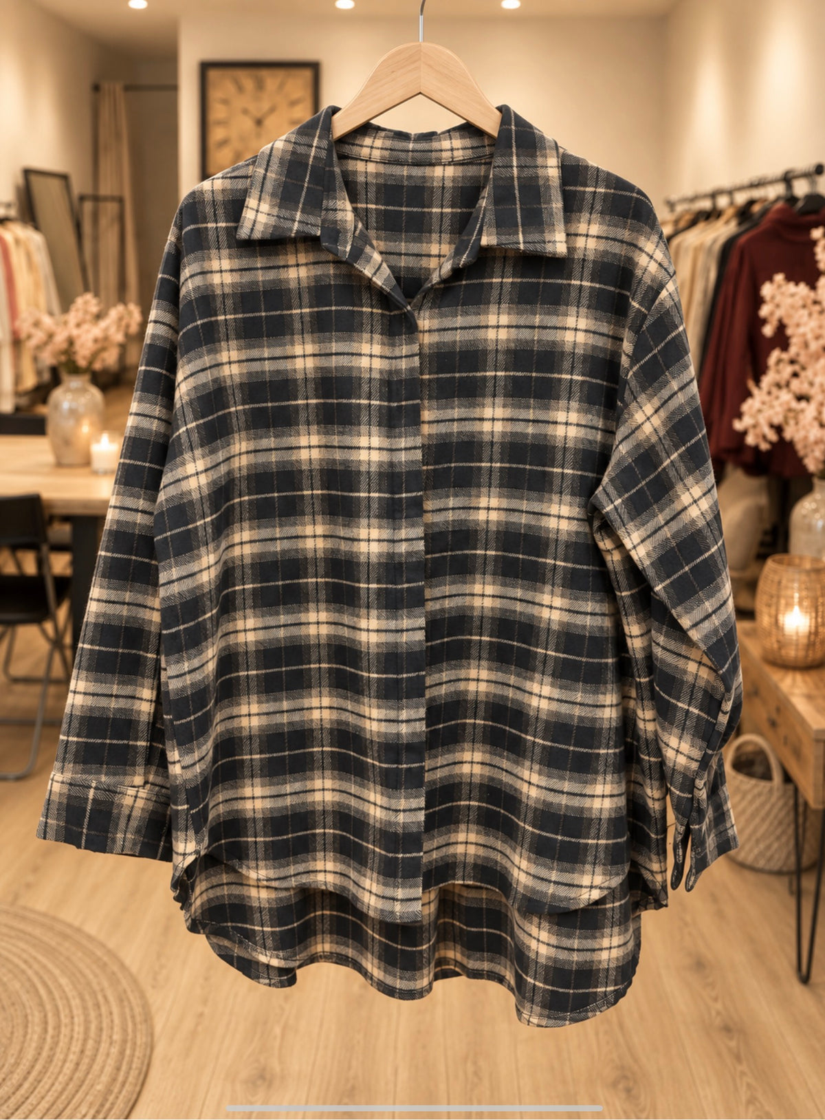 Geruite houthakker blouse