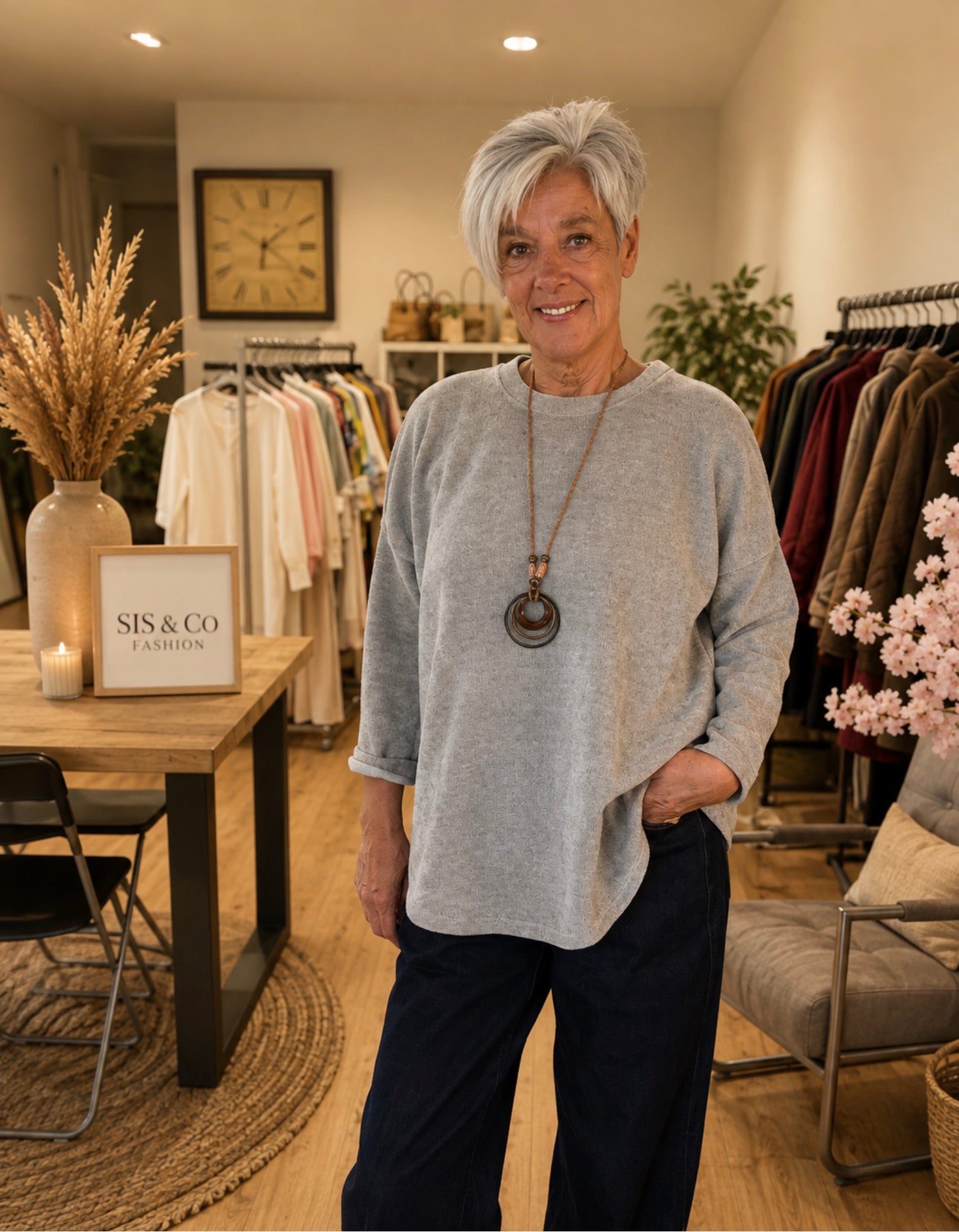 Rib knit met ketting