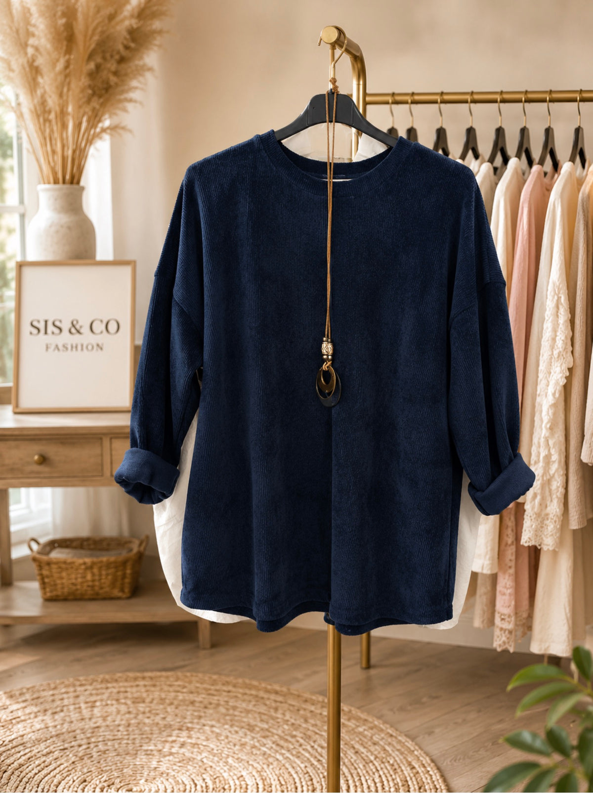 Rib top met ketting