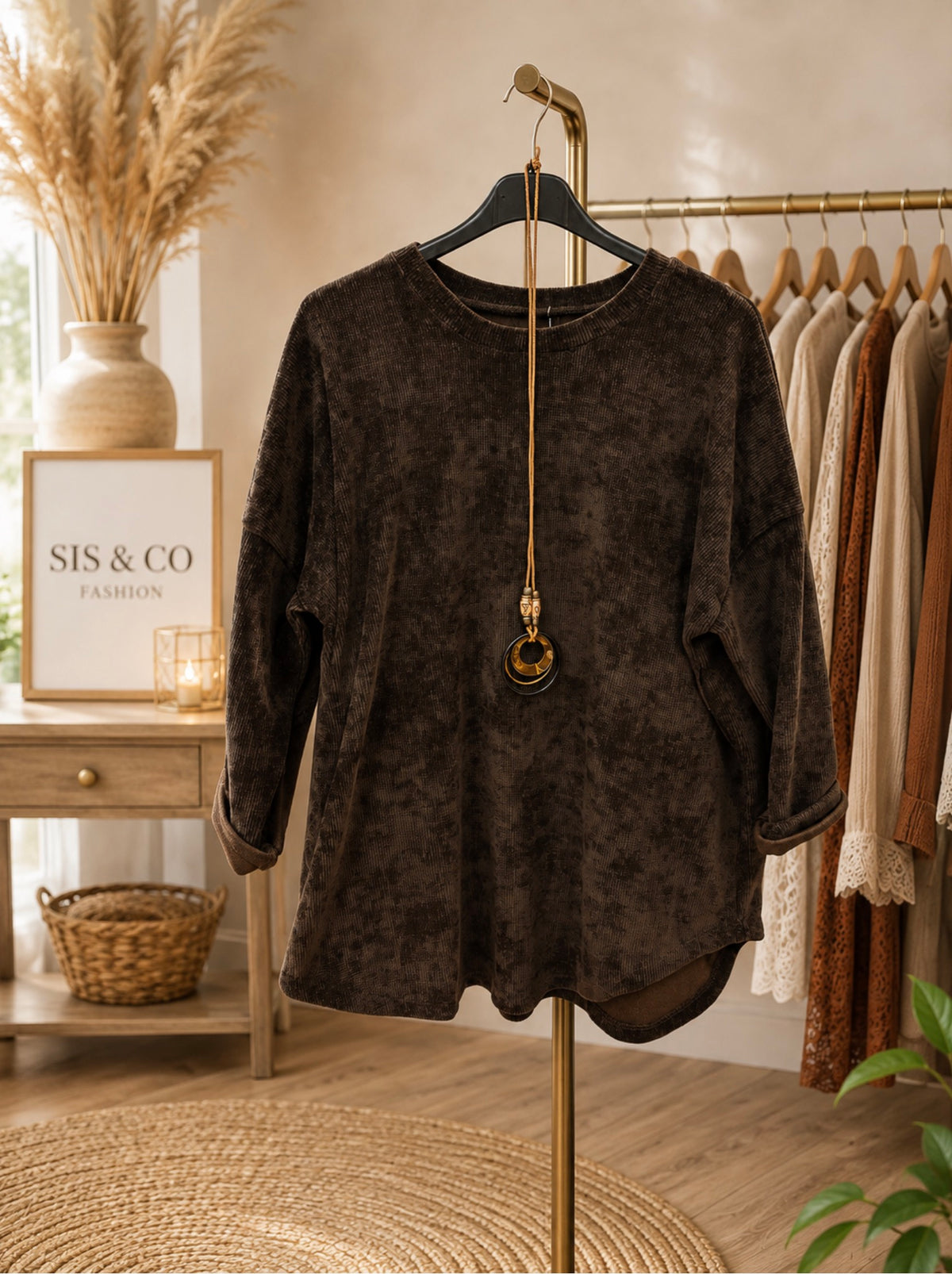Rib top met ketting