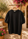 Top met Pofmouwen – Zwart