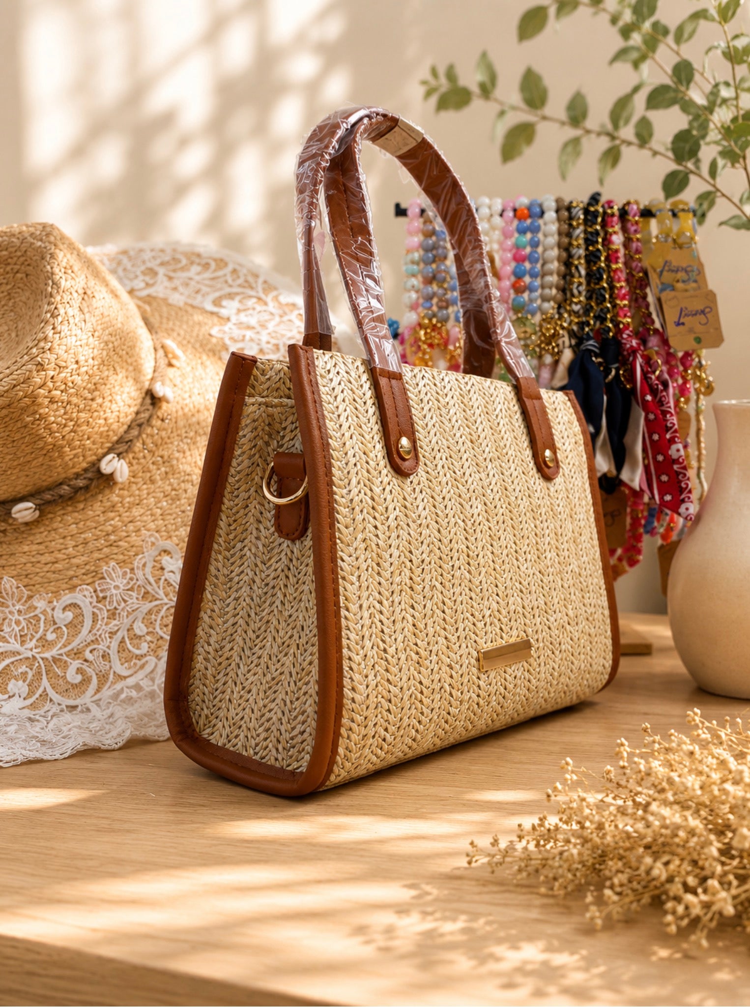 Stijlvolle Handtas Raffia Look