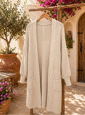 Lang Gebreid Vest – Crème