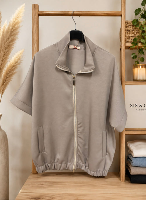 Zip jacket licht taupe
