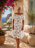 Off-shoulder stippenjurk