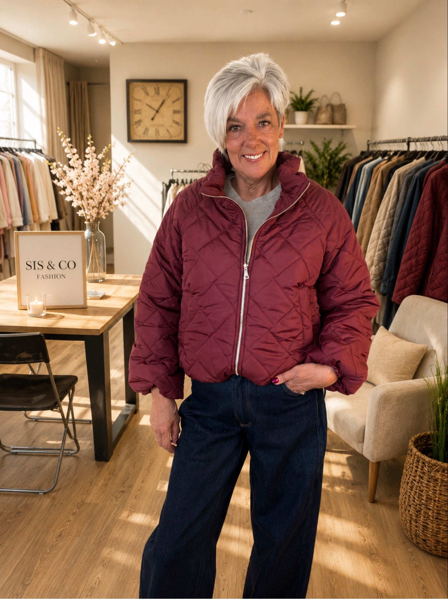 Quilted Puffer Jacket – Bordeaux