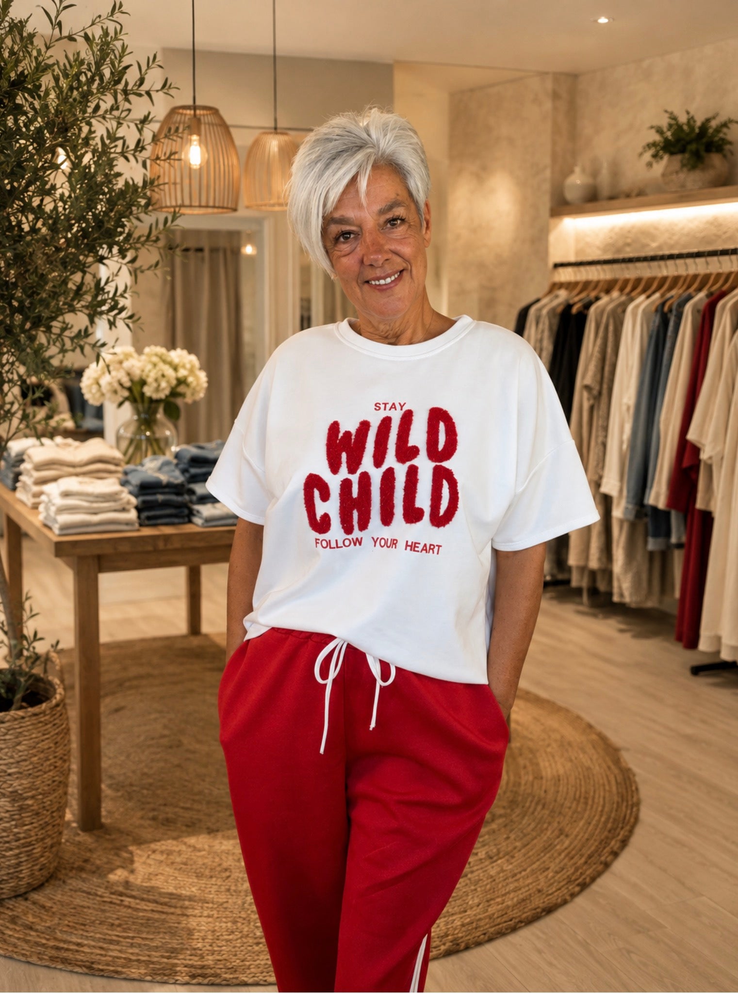 Stay Wild Child Tee – Wit/Rood